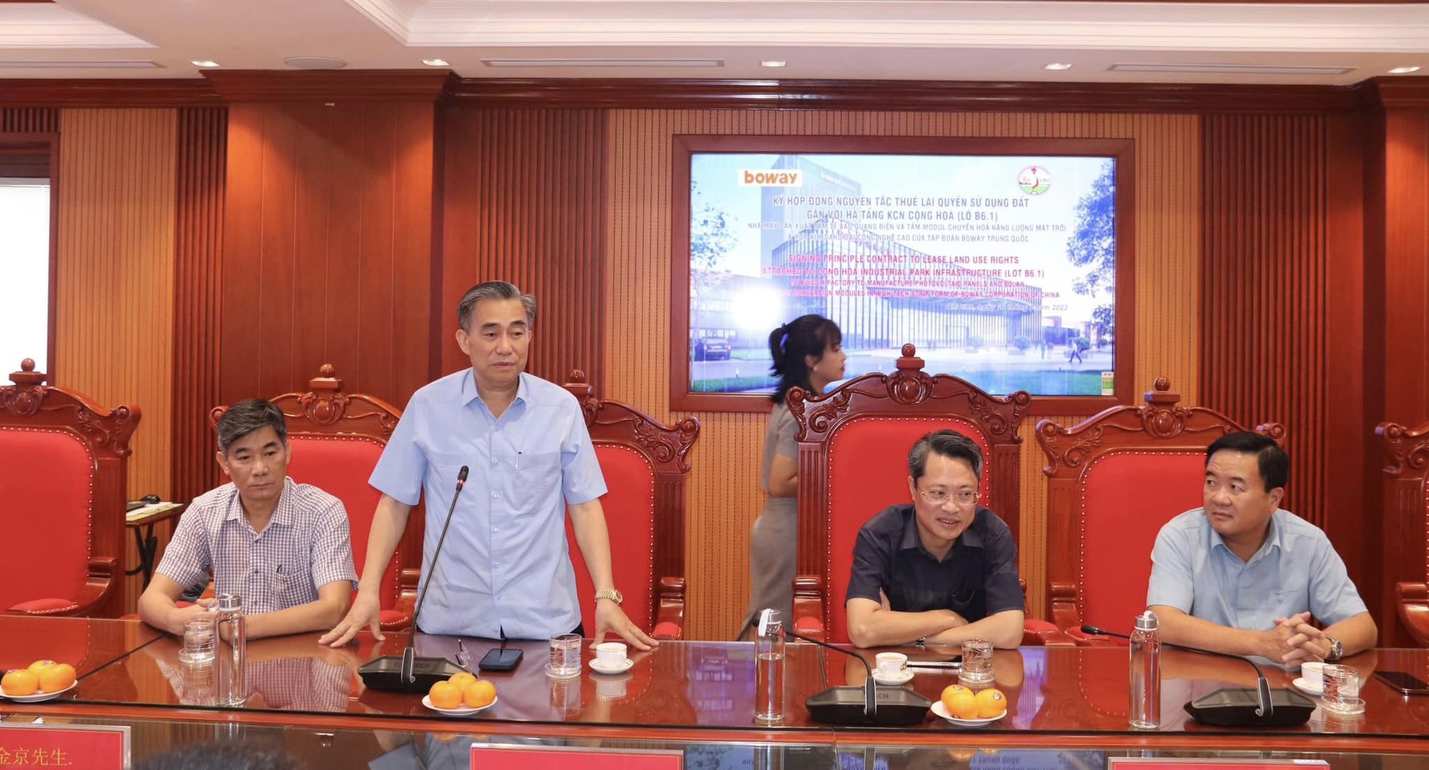 TẬP ĐOÀN BOWAY TRUNG QUỐC CHÍNH THỨC KÝ HỢP ĐỒNG THUÊ LẠI QUYỀN SỬ DỤNG ĐẤT GẮN VỚI HẠ TẦNG KCN CỘNG HOÀ