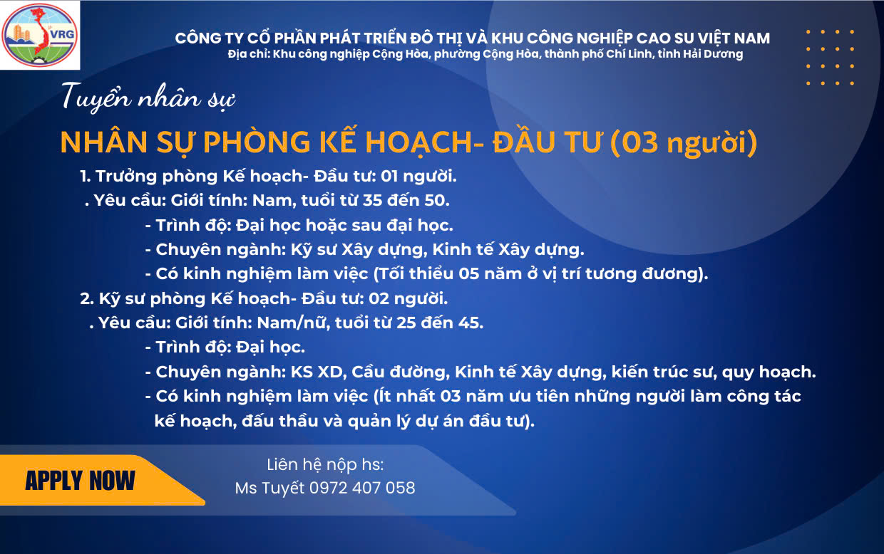 Thông báo Tuyển dụng tháng 4 năm 2025